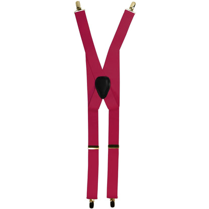 Solid Clip End Suspenders with Gold or Silver Hardware in a Box by Vittorio Farina (SUSP_CE_GOLD_HOT - PINK) for Independent Retail Stores by Dubal Brothers