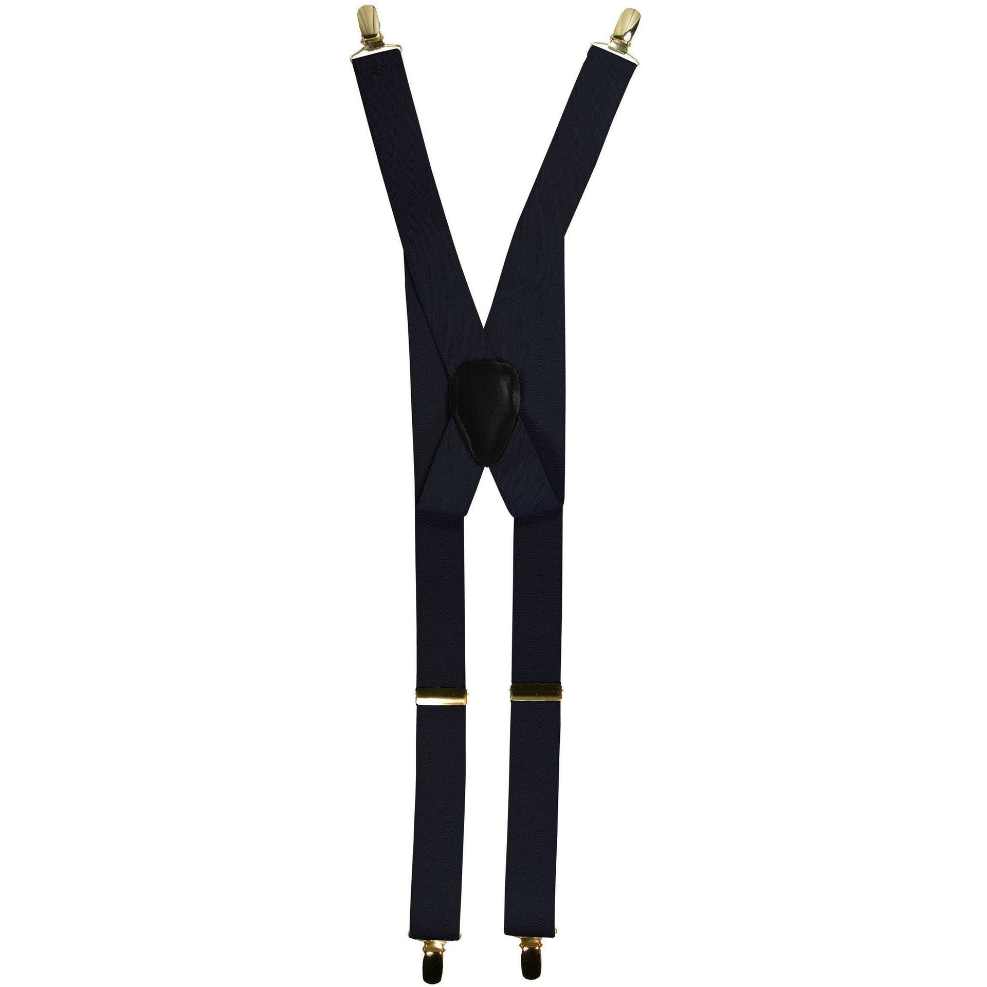 Solid Clip End Suspenders with Gold or Silver Hardware in a Box by Vittorio Farina (SUSP_CE_GOLD_NAVY) for Independent Retail Stores by Dubal Brothers