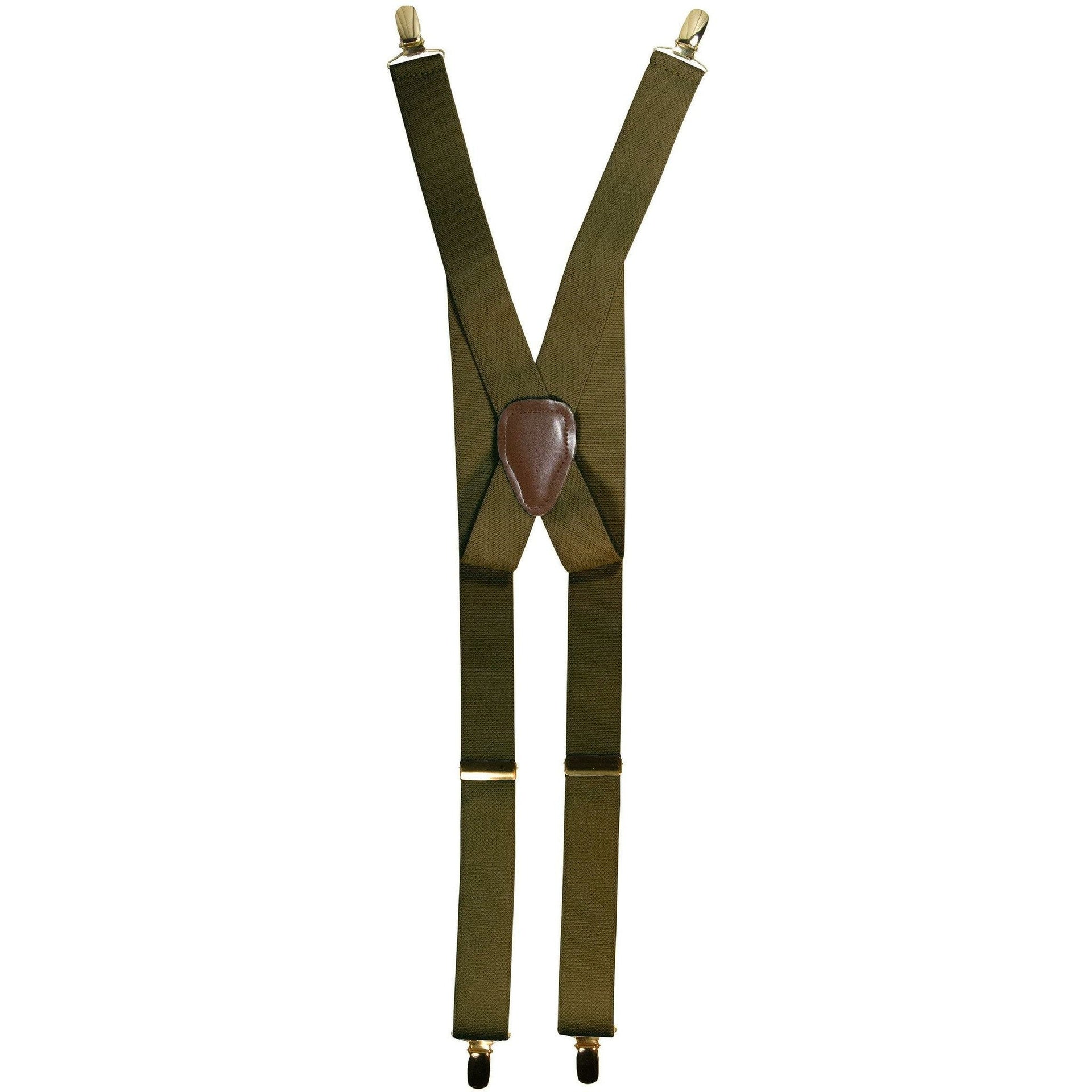 Solid Clip End Suspenders with Gold or Silver Hardware in a Box by Vittorio Farina (SUSP_CE_GOLD_OLIVE) for Independent Retail Stores by Dubal Brothers
