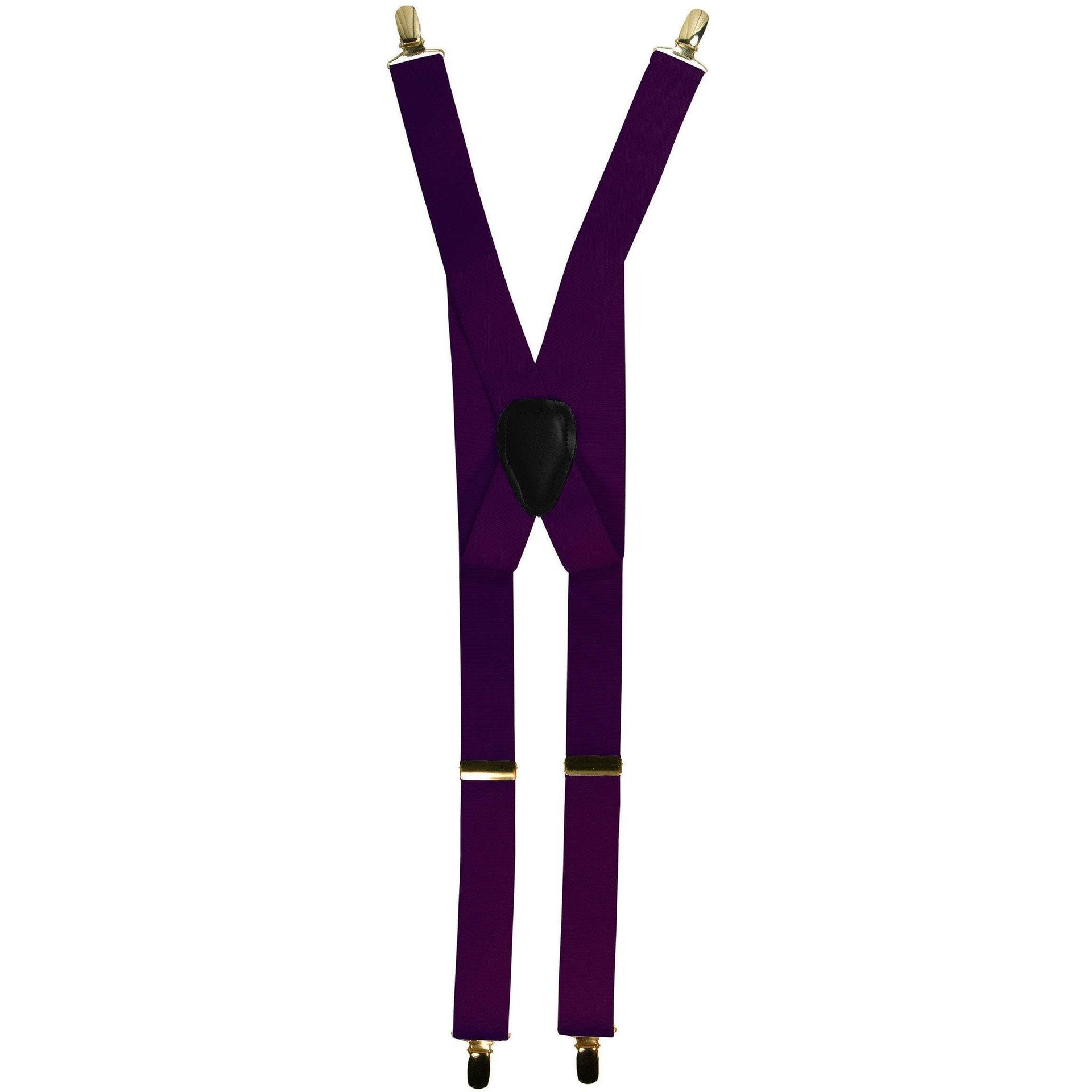 Solid Clip End Suspenders with Gold or Silver Hardware in a Box by Vittorio Farina (SUSP_CE_GOLD_PURPLE) for Independent Retail Stores by Dubal Brothers
