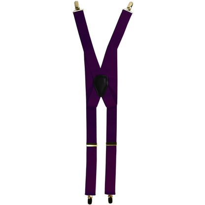 Solid Clip End Suspenders with Gold or Silver Hardware in a Box by Vittorio Farina (SUSP_CE_GOLD_PURPLE) for Independent Retail Stores by Dubal Brothers