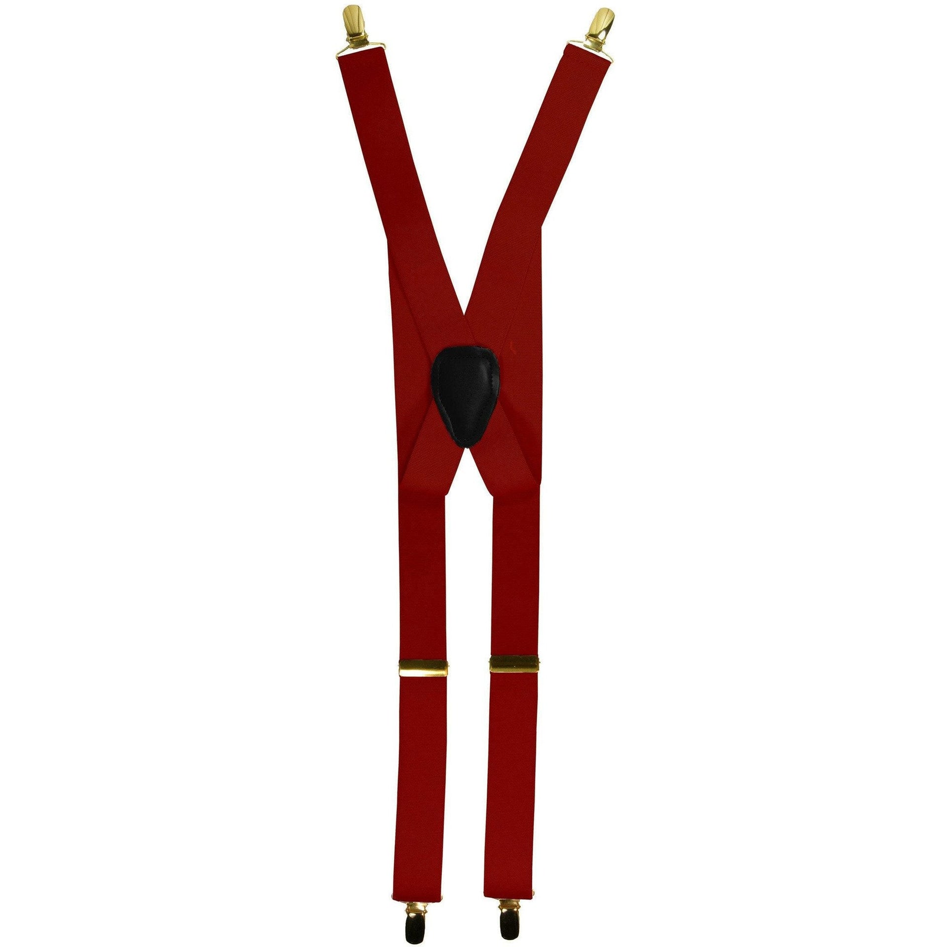 Solid Clip End Suspenders with Gold or Silver Hardware in a Box by Vittorio Farina (SUSP_CE_GOLD_RED) for Independent Retail Stores by Dubal Brothers