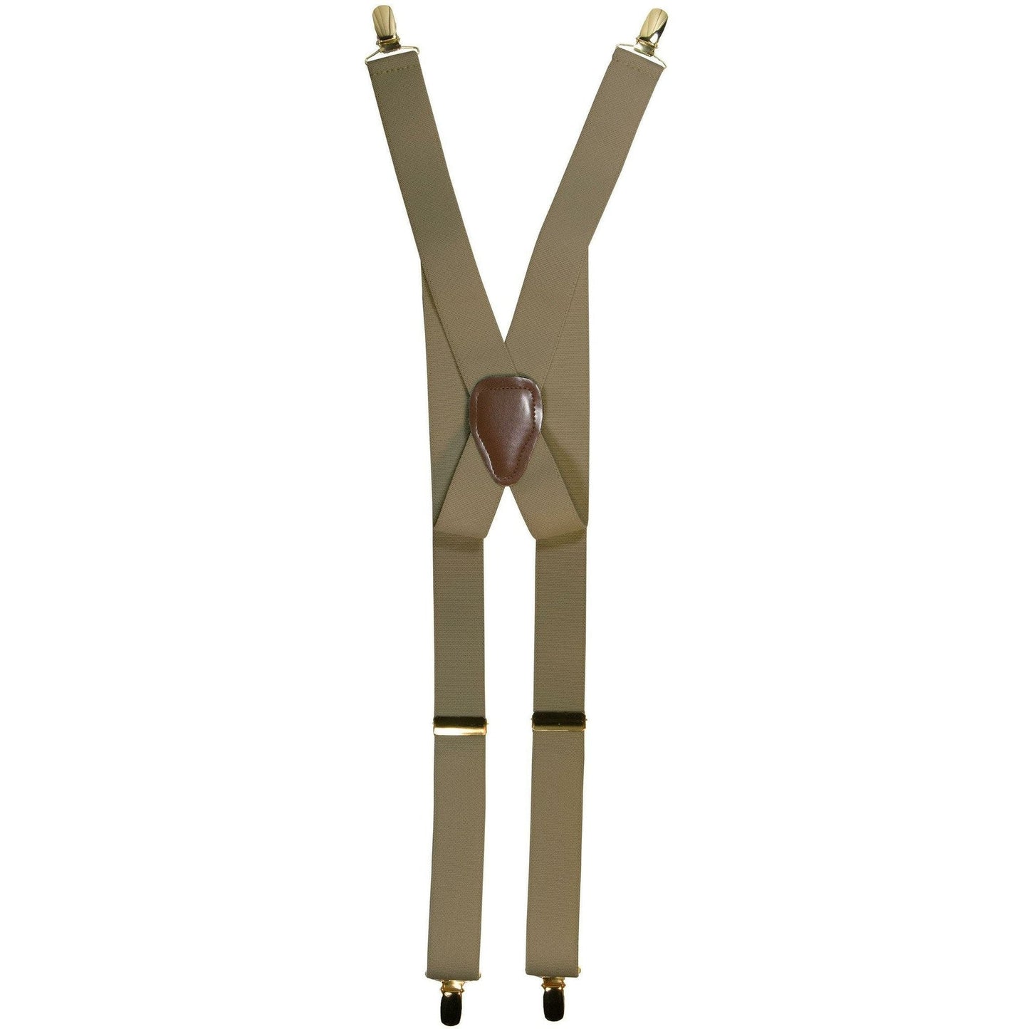 Solid Clip End Suspenders with Gold or Silver Hardware in a Box by Vittorio Farina (SUSP_CE_GOLD_TAUPE) for Independent Retail Stores by Dubal Brothers