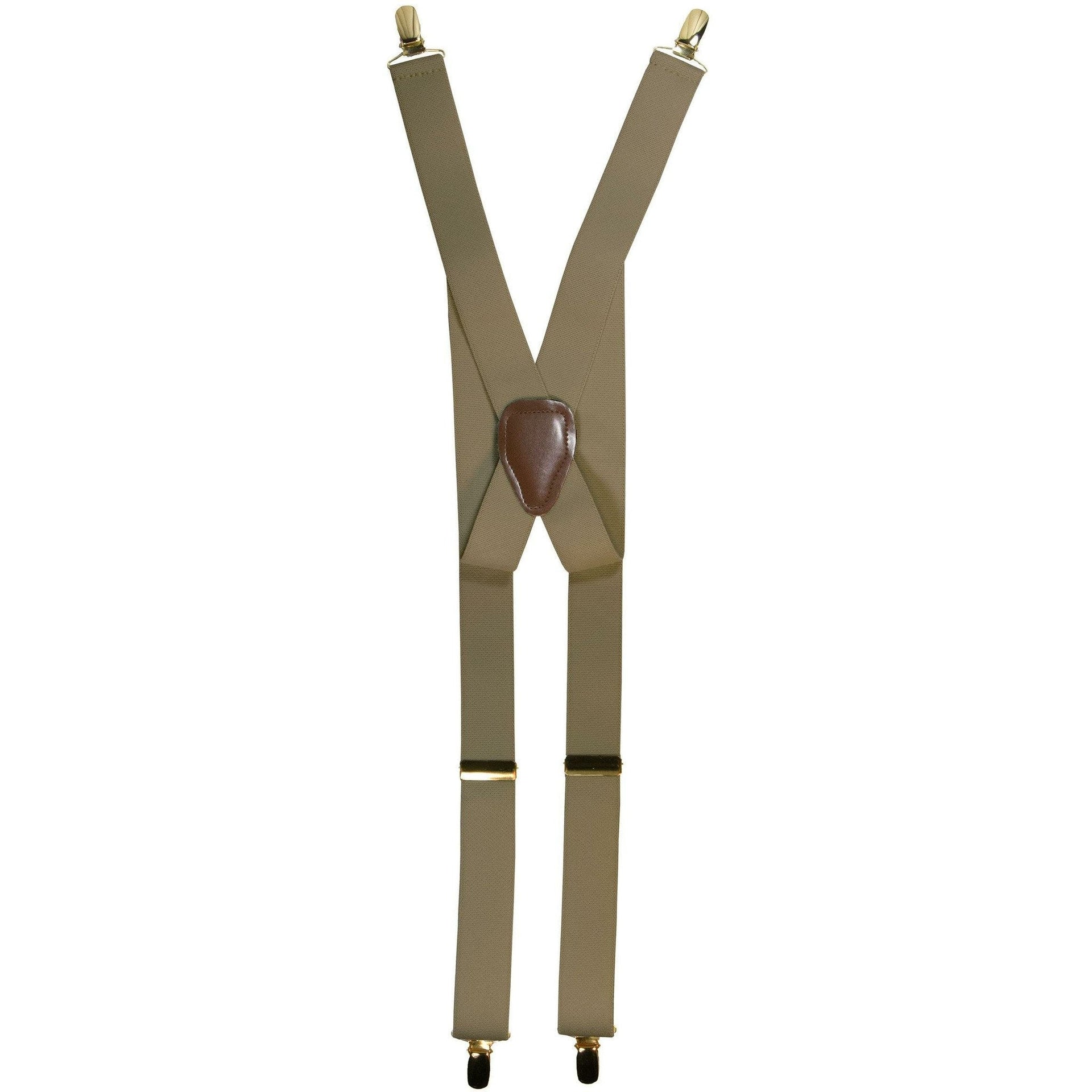 Solid Clip End Suspenders with Gold or Silver Hardware in a Box by Vittorio Farina (SUSP_CE_GOLD_TAUPE) for Independent Retail Stores by Dubal Brothers