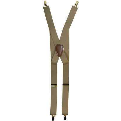 Solid Clip End Suspenders with Gold or Silver Hardware in a Box by Vittorio Farina (SUSP_CE_GOLD_TAUPE) for Independent Retail Stores by Dubal Brothers