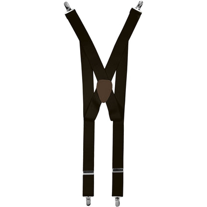 Solid Clip End Suspenders with Gold or Silver Hardware in a Box by Vittorio Farina (SUSP_CE_SILVER_BROWN) for Independent Retail Stores by Dubal Brothers