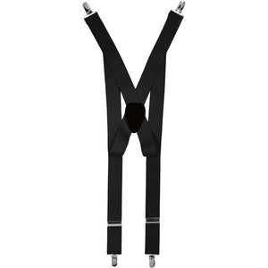 Solid Clip End Suspenders with Gold or Silver Hardware in a Box by Vittorio Farina - Charcoal Silver - Wholesale Suspenders by Dubal Brothers