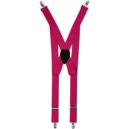 Solid Clip End Suspenders with Gold or Silver Hardware in a Box by Vittorio Farina (SUSP_CE_SILVER_HOT - PINK) for Independent Retail Stores by Dubal Brothers