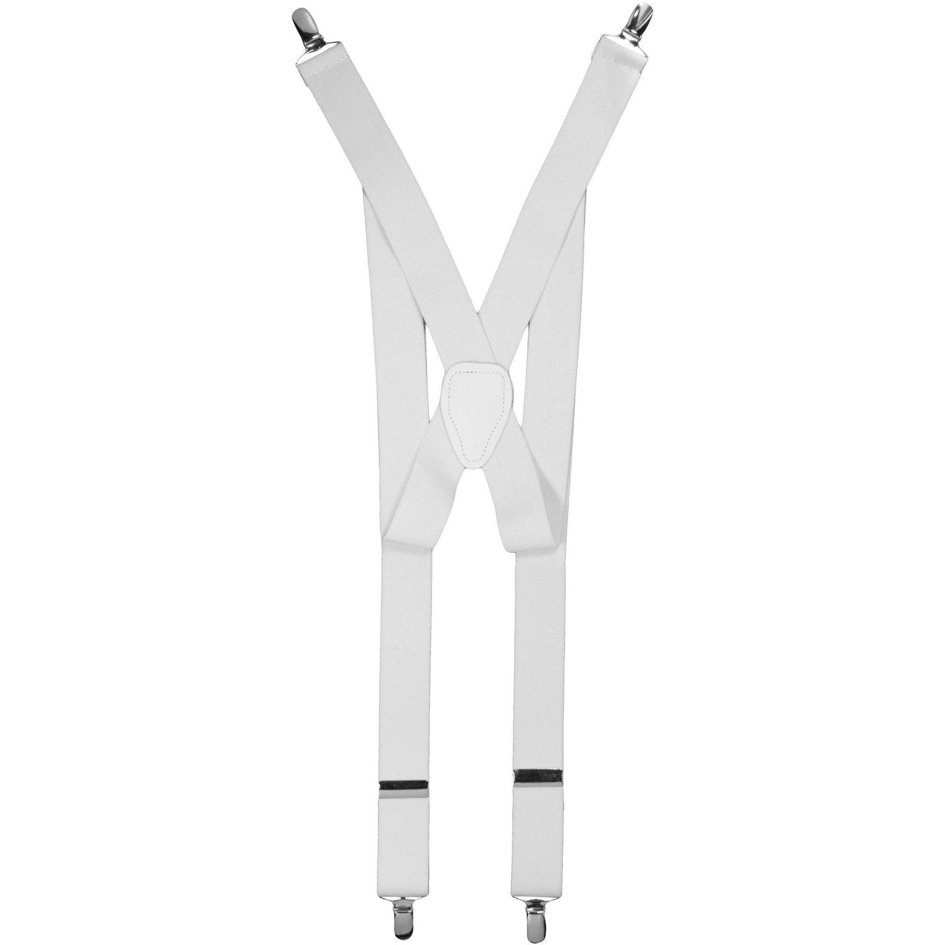 Solid Clip End Suspenders with Gold or Silver Hardware in a Box by Vittorio Farina (SUSP_CE_SILVER_WHITE) for Independent Retail Stores by Dubal Brothers
