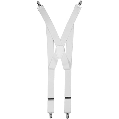 Solid Clip End Suspenders with Gold or Silver Hardware in a Box by Vittorio Farina (SUSP_CE_SILVER_WHITE) for Independent Retail Stores by Dubal Brothers
