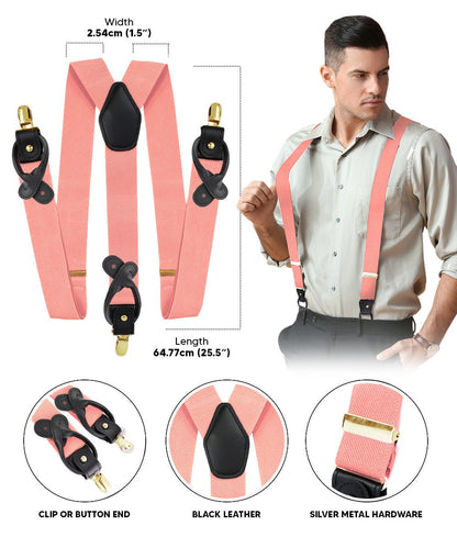 Solid Convertible Suspenders with Gold or Silver Hardware in a Box by Vittorio Farina (SUSP - CONV - GC_BLUSH) for Independent Retail Stores by Dubal Brothers