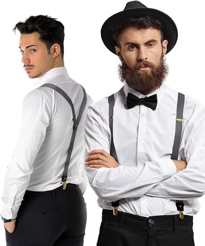 Solid Convertible Suspenders with Gold or Silver Hardware in a Box by Vittorio Farina (SUSP - CONV - GC_CHARCOAL) for Independent Retail Stores by Dubal Brothers