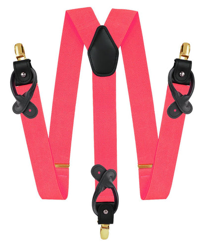 Solid Convertible Suspenders with Gold or Silver Hardware in a Box by Vittorio Farina (SUSP - CONV - GC_CORAL) for Independent Retail Stores by Dubal Brothers