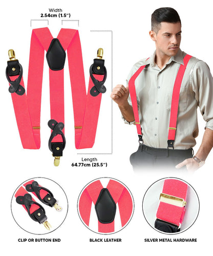 Solid Convertible Suspenders with Gold or Silver Hardware in a Box by Vittorio Farina (SUSP - CONV - GC_CORAL) for Independent Retail Stores by Dubal Brothers