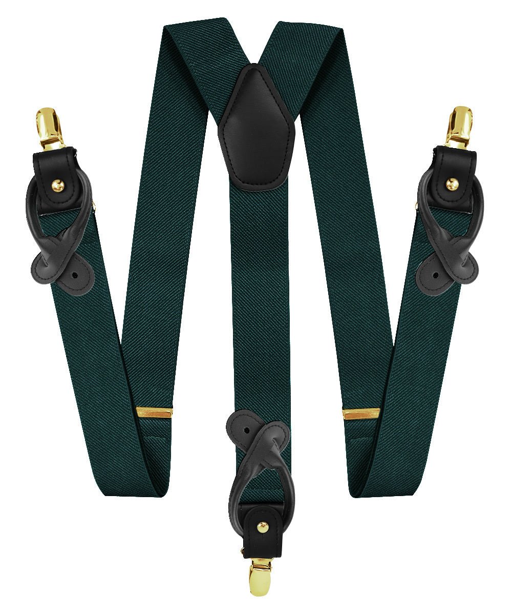 Solid Convertible Suspenders with Gold or Silver Hardware in a Box by Vittorio Farina (SUSP - CONV - GC_HUNTER) for Independent Retail Stores by Dubal Brothers