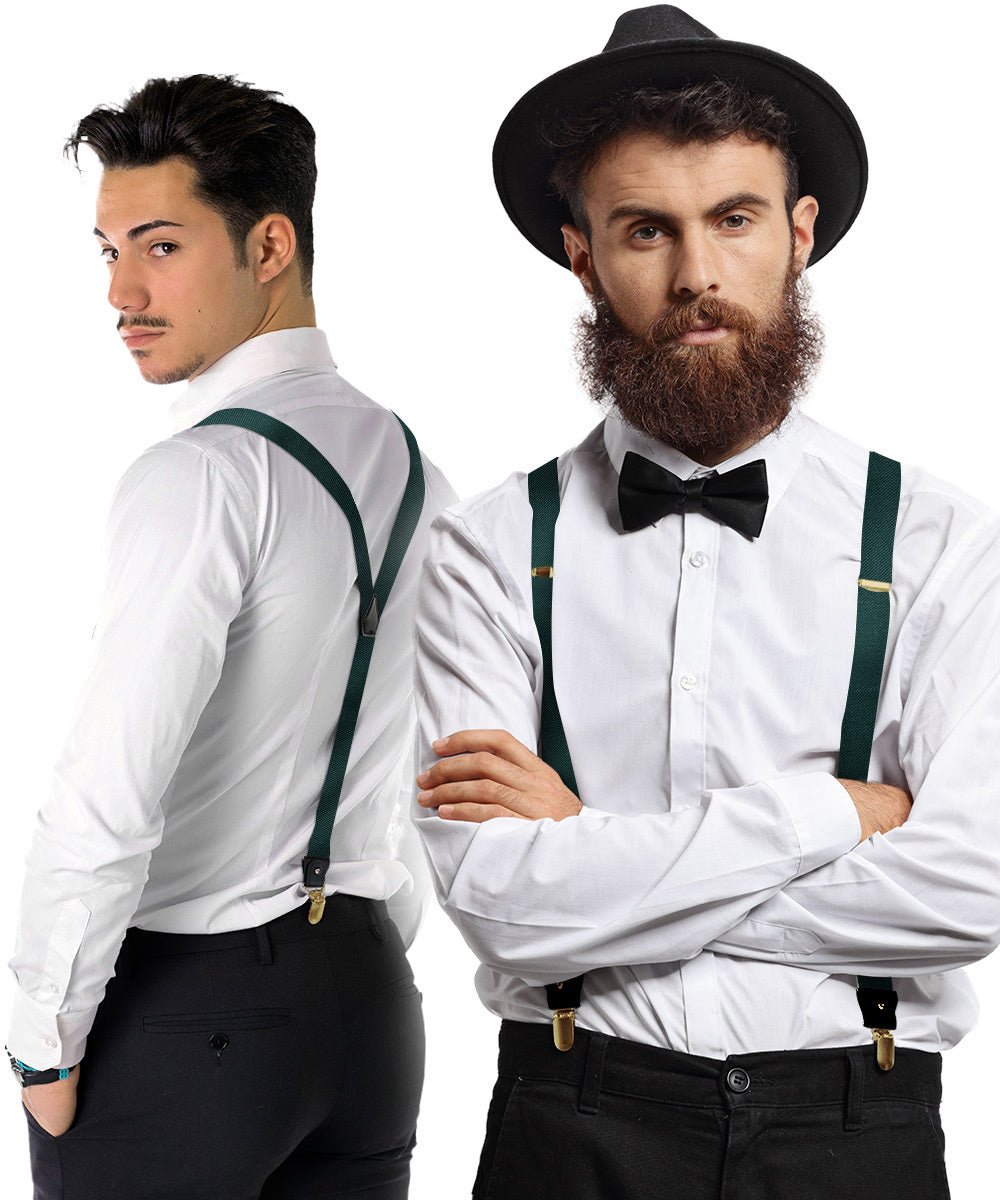 Solid Convertible Suspenders with Gold or Silver Hardware in a Box by Vittorio Farina (SUSP - CONV - GC_HUNTER) for Independent Retail Stores by Dubal Brothers