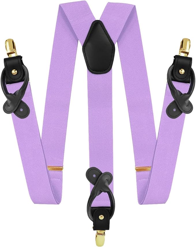 Solid Convertible Suspenders with Gold or Silver Hardware in a Box by Vittorio Farina (SUSP - CONV - GC_LAVENDER) for Independent Retail Stores by Dubal Brothers