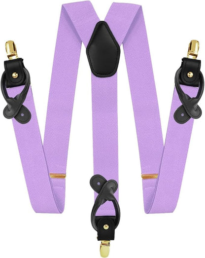 Solid Convertible Suspenders with Gold or Silver Hardware in a Box by Vittorio Farina (SUSP - CONV - GC_LAVENDER) for Independent Retail Stores by Dubal Brothers