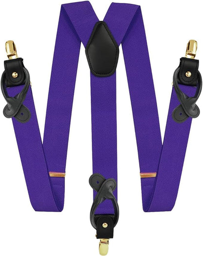Solid Convertible Suspenders with Gold or Silver Hardware in a Box by Vittorio Farina (SUSP - CONV - GC_PURPLE) for Independent Retail Stores by Dubal Brothers