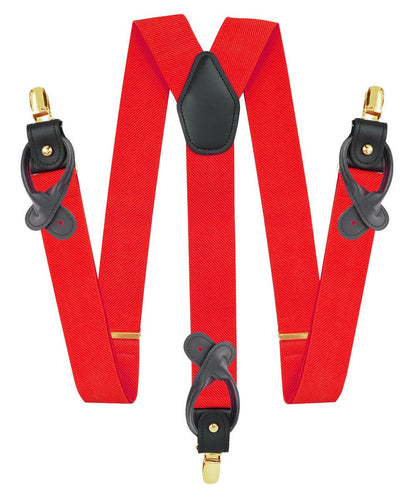 Solid Convertible Suspenders with Gold or Silver Hardware in a Box by Vittorio Farina (SUSP - CONV - GC_RED) for Independent Retail Stores by Dubal Brothers
