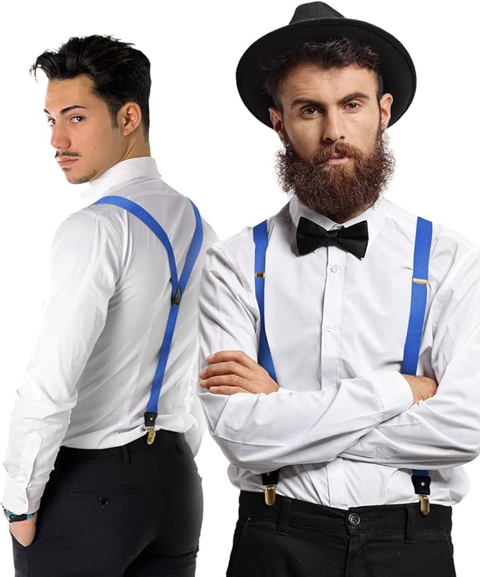 Solid Convertible Suspenders with Gold or Silver Hardware in a Box by Vittorio Farina (SUSP - CONV - GC_ROYAL) for Independent Retail Stores by Dubal Brothers