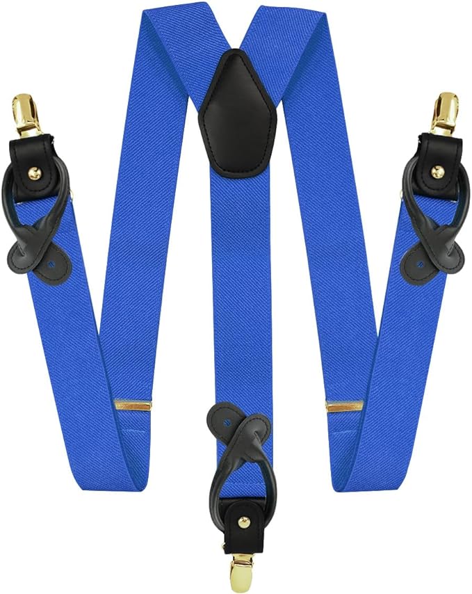 Solid Convertible Suspenders with Gold or Silver Hardware in a Box by Vittorio Farina (SUSP - CONV - GC_ROYAL) for Independent Retail Stores by Dubal Brothers