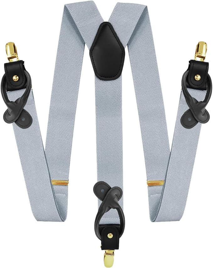 Solid Convertible Suspenders with Gold or Silver Hardware in a Box by Vittorio Farina (SUSP - CONV - GC_SILVER) for Independent Retail Stores by Dubal Brothers