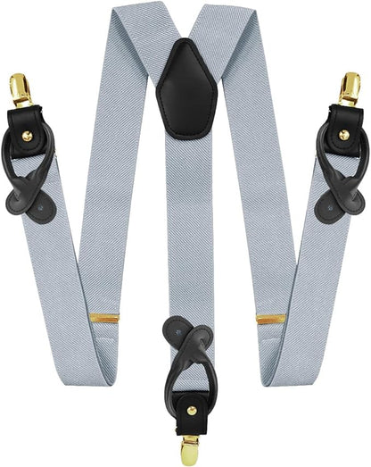 Solid Convertible Suspenders with Gold or Silver Hardware in a Box by Vittorio Farina (SUSP - CONV - GC_SILVER) for Independent Retail Stores by Dubal Brothers