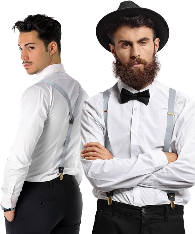 Solid Convertible Suspenders with Gold or Silver Hardware in a Box by Vittorio Farina (SUSP - CONV - GC_SILVER) for Independent Retail Stores by Dubal Brothers