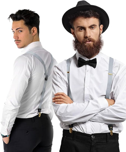 Solid Convertible Suspenders with Gold or Silver Hardware in a Box by Vittorio Farina (SUSP - CONV - GC_SILVER) for Independent Retail Stores by Dubal Brothers