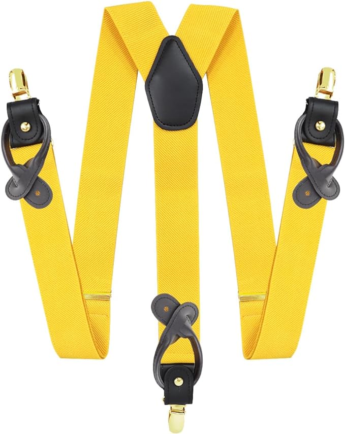 Solid Convertible Suspenders with Gold or Silver Hardware in a Box by Vittorio Farina (SUSP - CONV - GC_YELLOW) for Independent Retail Stores by Dubal Brothers
