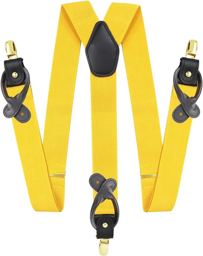 Solid Convertible Suspenders with Gold or Silver Hardware in a Box by Vittorio Farina (SUSP - CONV - GC_YELLOW) for Independent Retail Stores by Dubal Brothers