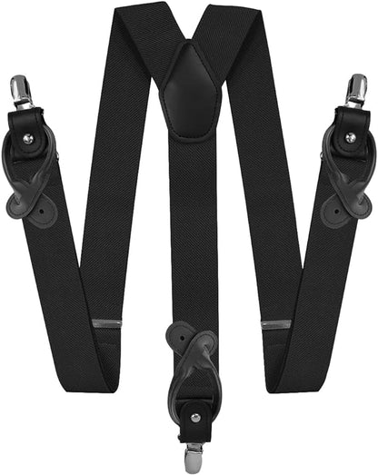 Solid Convertible Suspenders with Gold or Silver Hardware in a Box by Vittorio Farina (SUSP - CONV - SC_BLACK) for Independent Retail Stores by Dubal Brothers