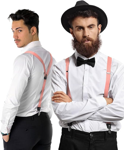 Solid Convertible Suspenders with Gold or Silver Hardware in a Box by Vittorio Farina (SUSP - CONV - SC_BLUSH) for Independent Retail Stores by Dubal Brothers