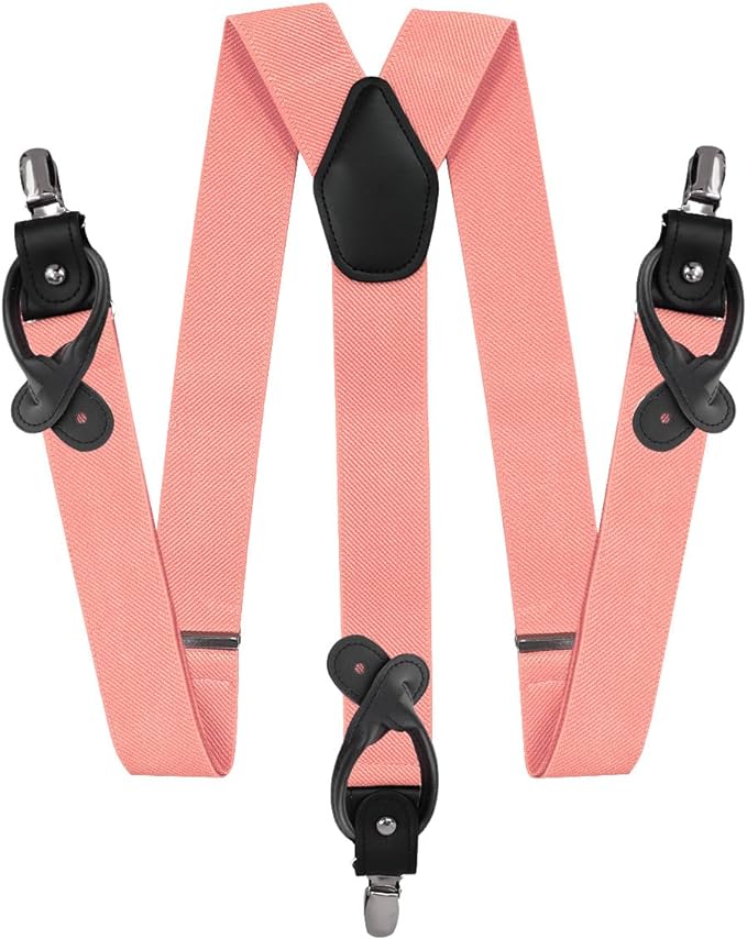 Solid Convertible Suspenders with Gold or Silver Hardware in a Box by Vittorio Farina (SUSP - CONV - SC_BLUSH) for Independent Retail Stores by Dubal Brothers