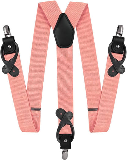 Solid Convertible Suspenders with Gold or Silver Hardware in a Box by Vittorio Farina (SUSP - CONV - SC_BLUSH) for Independent Retail Stores by Dubal Brothers