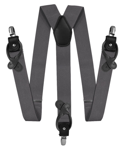 Solid Convertible Suspenders with Gold or Silver Hardware in a Box by Vittorio Farina (SUSP - CONV - SC_CHARCOAL) for Independent Retail Stores by Dubal Brothers