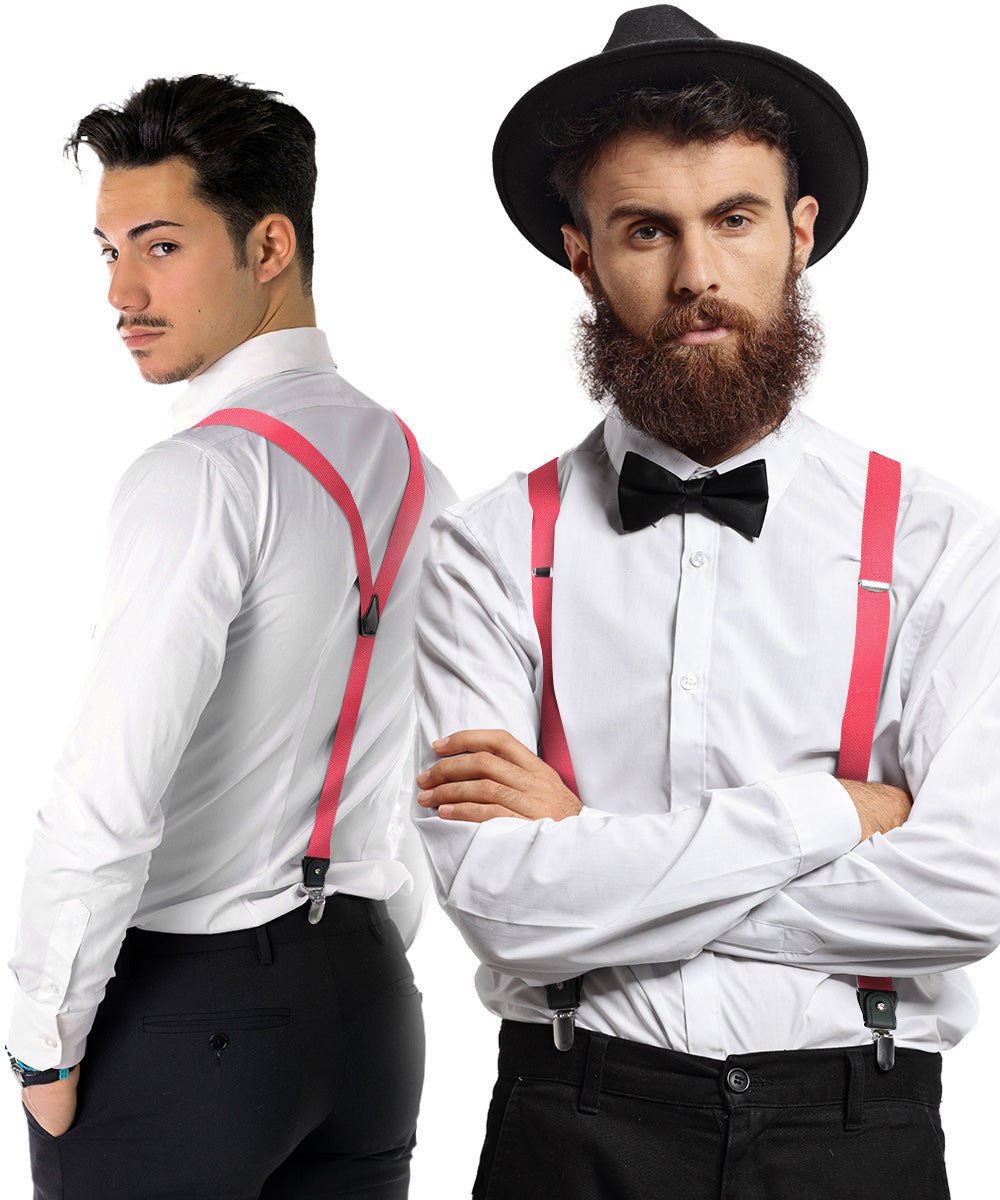 Solid Convertible Suspenders with Gold or Silver Hardware in a Box by Vittorio Farina (SUSP - CONV - SC_CORAL) for Independent Retail Stores by Dubal Brothers