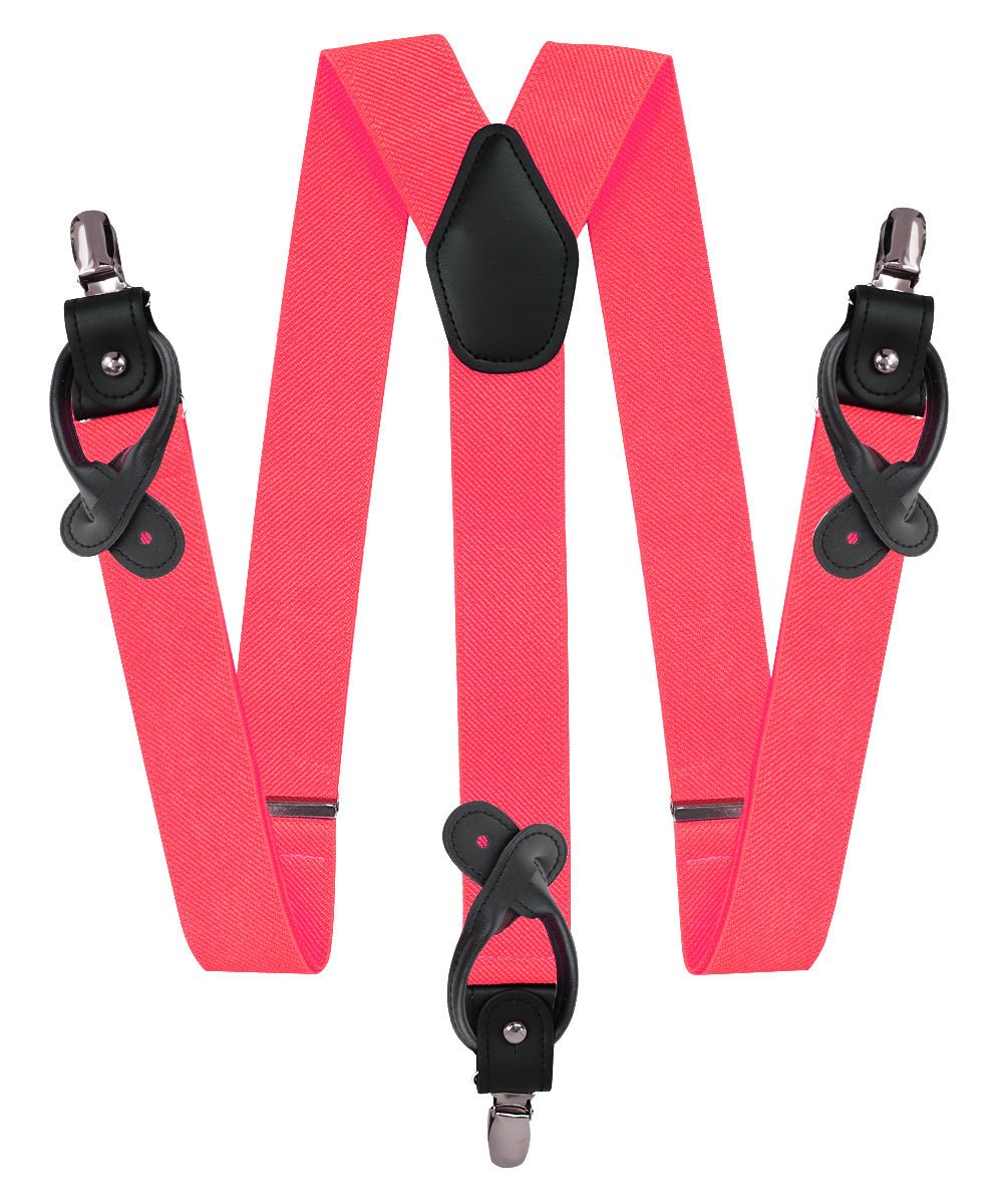 Solid Convertible Suspenders with Gold or Silver Hardware in a Box by Vittorio Farina (SUSP - CONV - SC_CORAL) for Independent Retail Stores by Dubal Brothers