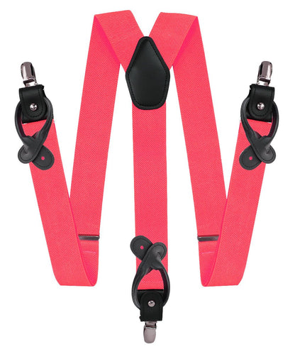 Solid Convertible Suspenders with Gold or Silver Hardware in a Box by Vittorio Farina (SUSP - CONV - SC_CORAL) for Independent Retail Stores by Dubal Brothers