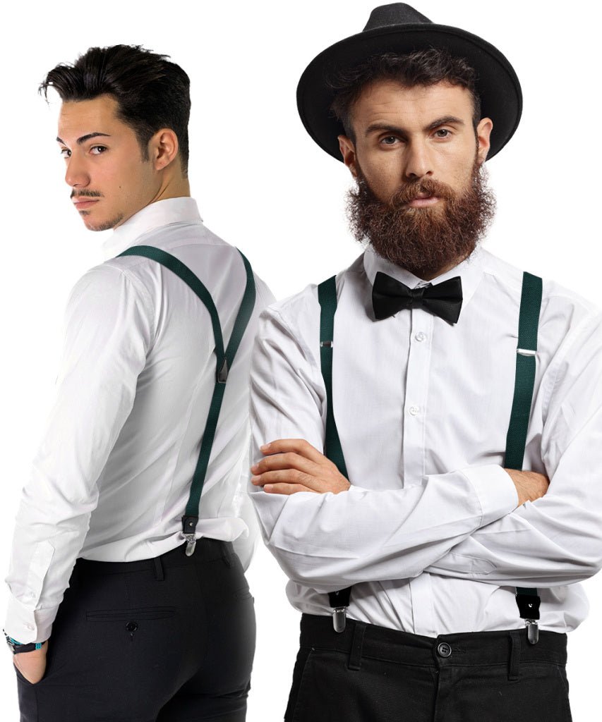 Solid Convertible Suspenders with Gold or Silver Hardware in a Box by Vittorio Farina (SUSP - CONV - SC_HUNTER) for Independent Retail Stores by Dubal Brothers