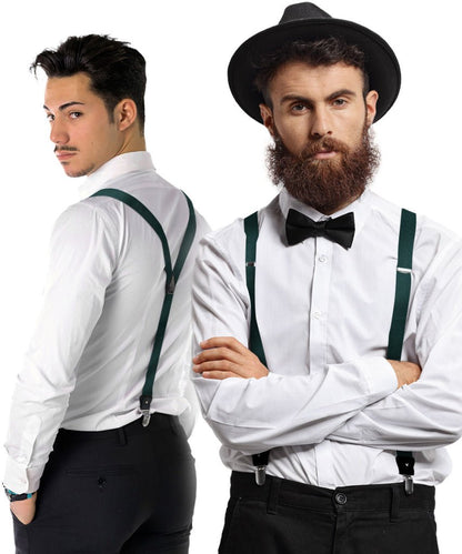 Solid Convertible Suspenders with Gold or Silver Hardware in a Box by Vittorio Farina (SUSP - CONV - SC_HUNTER) for Independent Retail Stores by Dubal Brothers