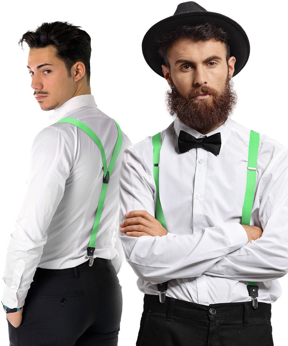Solid Convertible Suspenders with Gold or Silver Hardware in a Box by Vittorio Farina (SUSP - CONV - SC_LIME) for Independent Retail Stores by Dubal Brothers