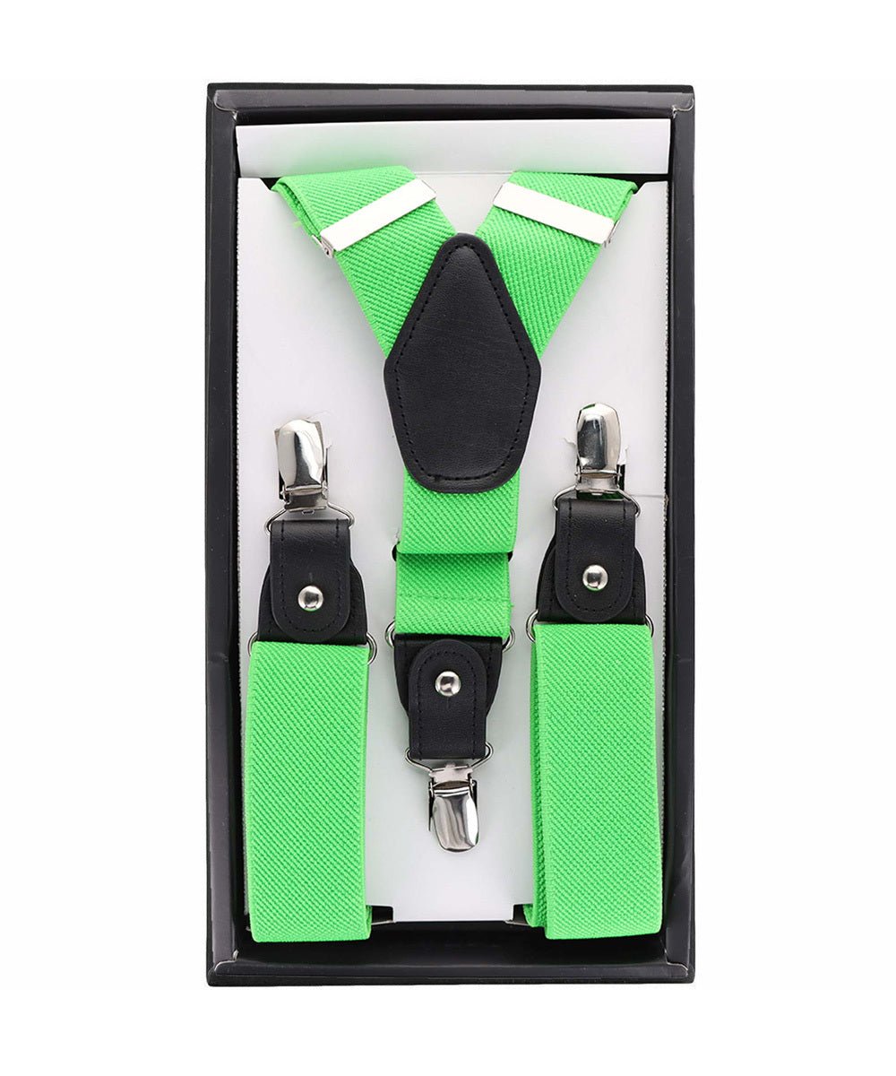 Solid Convertible Suspenders with Gold or Silver Hardware in a Box by Vittorio Farina (SUSP - CONV - SC_LIME) for Independent Retail Stores by Dubal Brothers