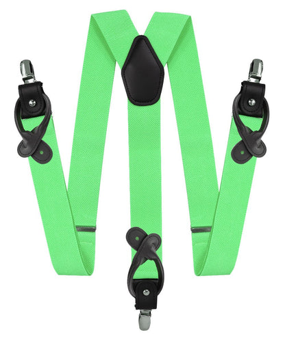 Solid Convertible Suspenders with Gold or Silver Hardware in a Box by Vittorio Farina (SUSP - CONV - SC_LIME) for Independent Retail Stores by Dubal Brothers