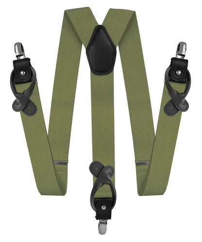 Solid Convertible Suspenders with Gold or Silver Hardware in a Box by Vittorio Farina (SUSP - CONV - SC_OLIVE) for Independent Retail Stores by Dubal Brothers