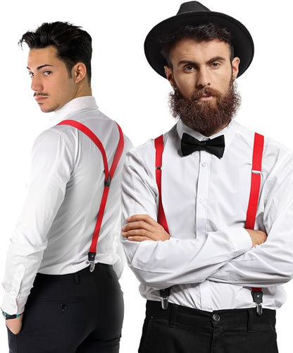 Solid Convertible Suspenders with Gold or Silver Hardware in a Box by Vittorio Farina (SUSP - CONV - SC_RED) for Independent Retail Stores by Dubal Brothers