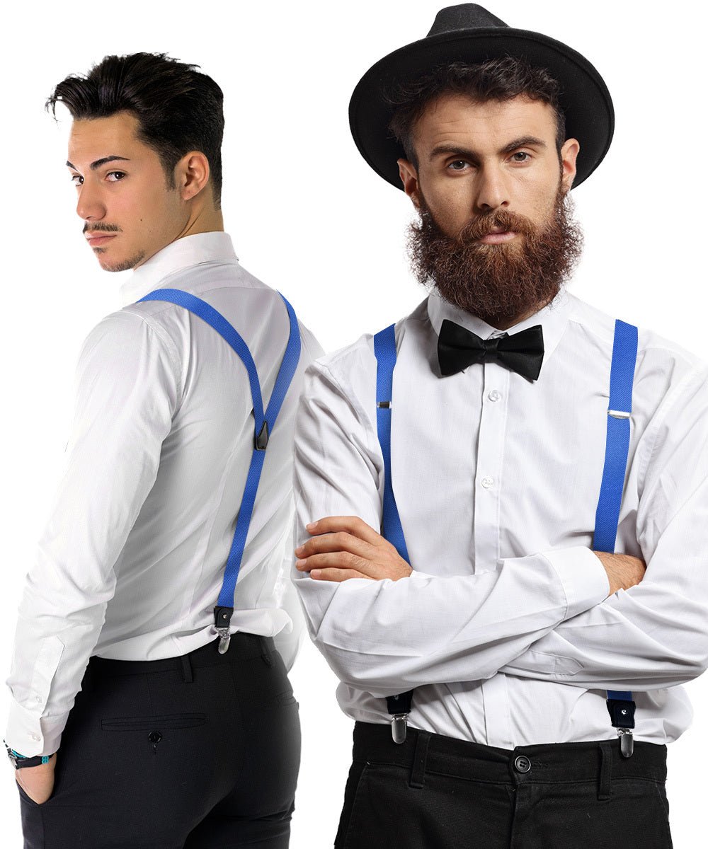 Solid Convertible Suspenders with Gold or Silver Hardware in a Box by Vittorio Farina (SUSP - CONV - SC_ROYAL) for Independent Retail Stores by Dubal Brothers