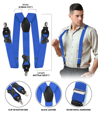 Solid Convertible Suspenders with Gold or Silver Hardware in a Box by Vittorio Farina (SUSP - CONV - SC_ROYAL) for Independent Retail Stores by Dubal Brothers