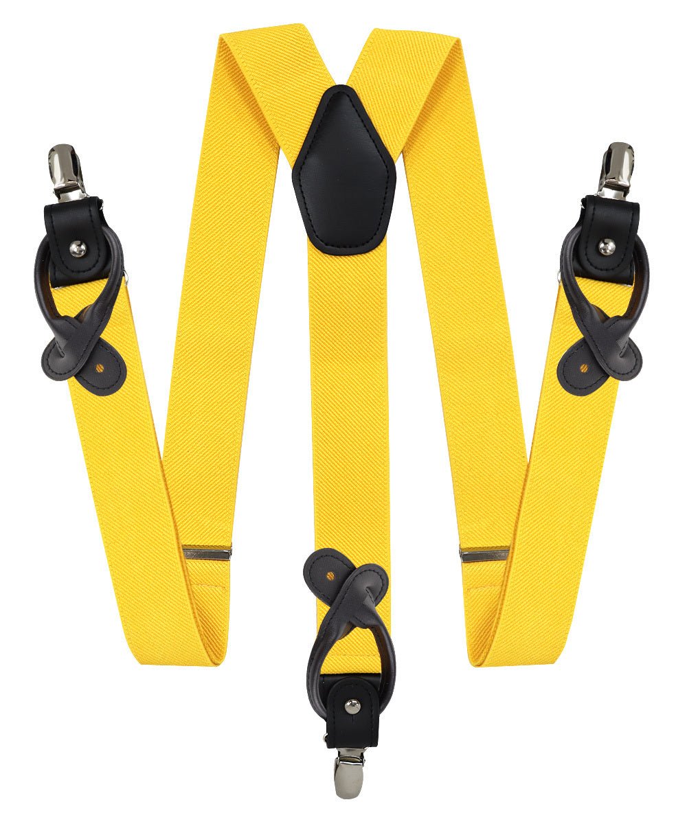 Solid Convertible Suspenders with Gold or Silver Hardware in a Box by Vittorio Farina (SUSP - CONV - SC_YELLOW) for Independent Retail Stores by Dubal Brothers
